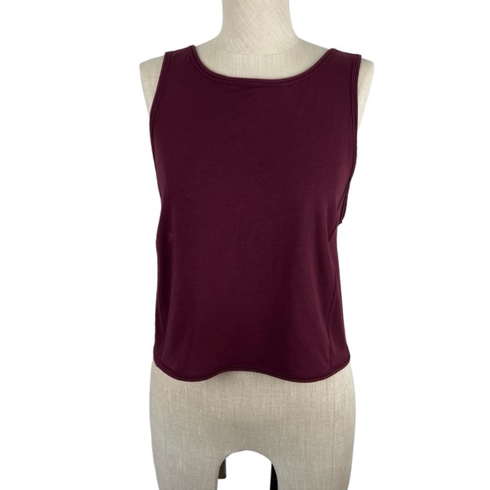 Lululemon Athletica Women’s Solid Burgundy Active Cropped Tank Crisscross Back